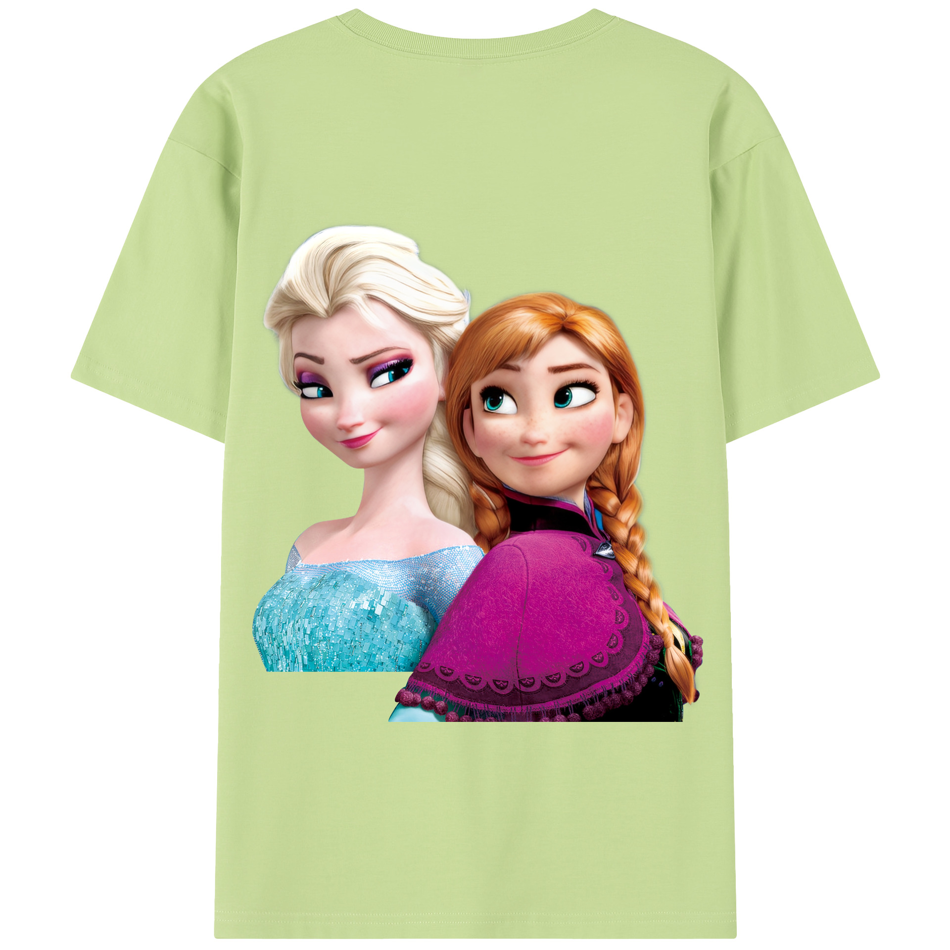 （画像用） アナと雪の女王 アンナ エルサ Frozen Anna Elsa 綿100％半袖Tシャツ（背面プリント）